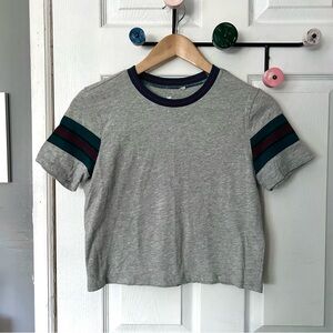 Sporty gray ringer tee